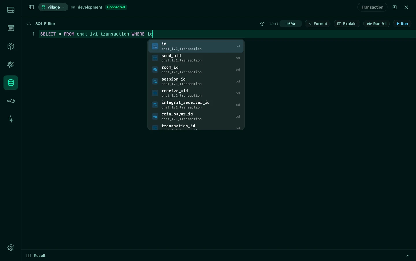SQL 编辑器 · payments.orders