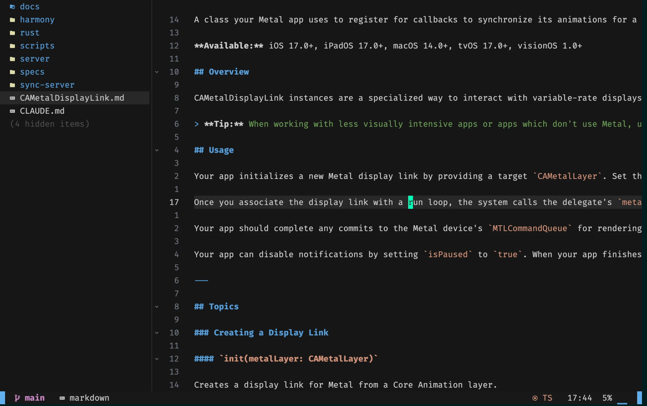 Tomtit — NeoVim 编辑 markdown，底部 CPU / 内存 / 温度 / 磁盘 / 进程 dashboard